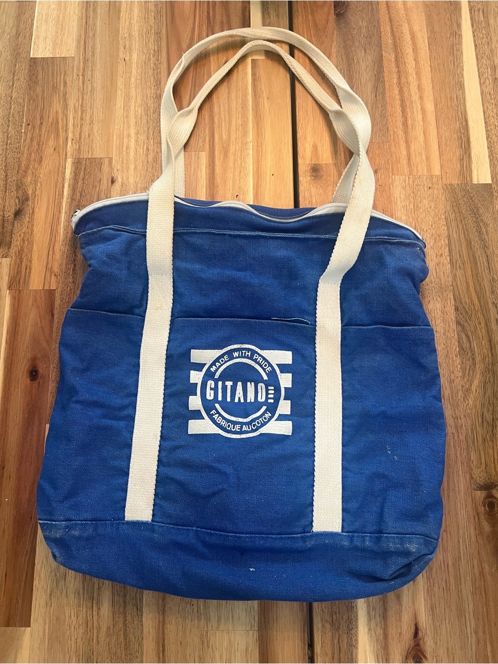 Vintage Gitano Blue canvas Tote Bag 80s 90s